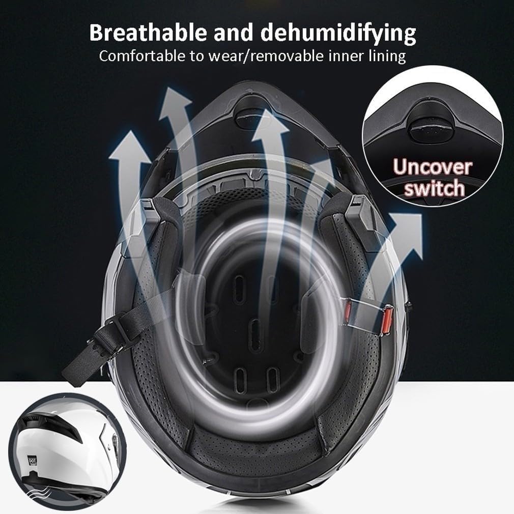 Kask motocyklowy z Bluetooth składany kask z podwójnym wizjerem modułowy kask integralny z certyfikatem ECE z mikrofonem do automatycznej reakcji, kask zderzeniowy Intercom