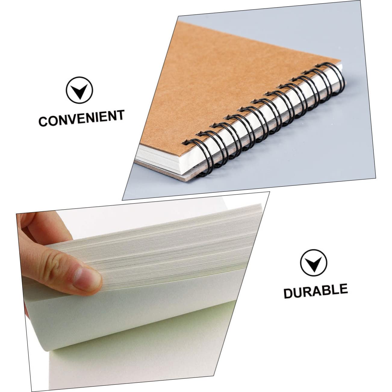 Carnet de Croquis A4 à Spirale Marron, Lot de 2, Papier