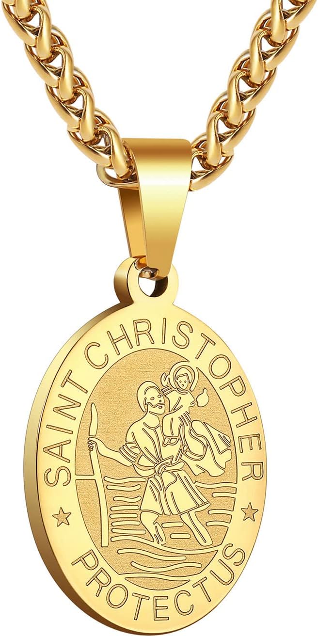 Zocomi Catholic First Communion/Confirmation Gifts for Boys Men,Saint Christopher/Michael/Anthony/Jude/Joseph Medal Necklace，Oval Saint Patron Medal Religious Amulet Gifts - Image 3