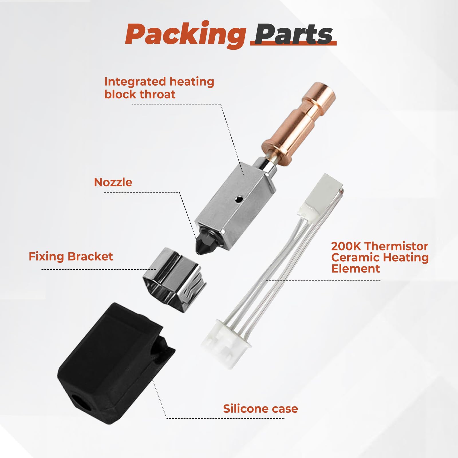 JOJOCY Lot de 3 hotend en céramique 0,2 mm, 0,4 mm, 0,6 mm pour Kobra S1 Combo, tête d'impression en acier inoxydable, buse durcie avec thermistance 200 K pour Anycubic