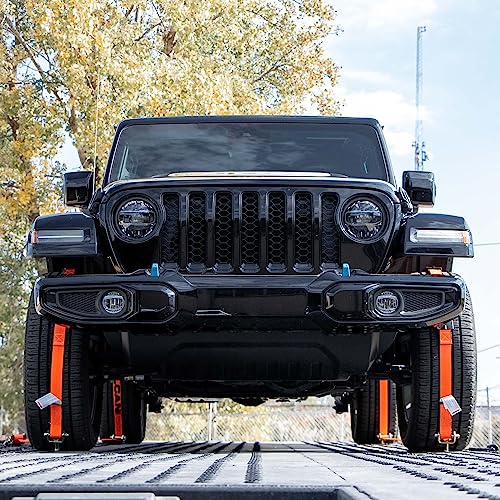 Vulcan Autohauler Car Tie Down - Rolling Idler 3-Cleat - 120 Inch - 4 Pack - Proseries - 3,300 Pound Safe Working Load #TOP2