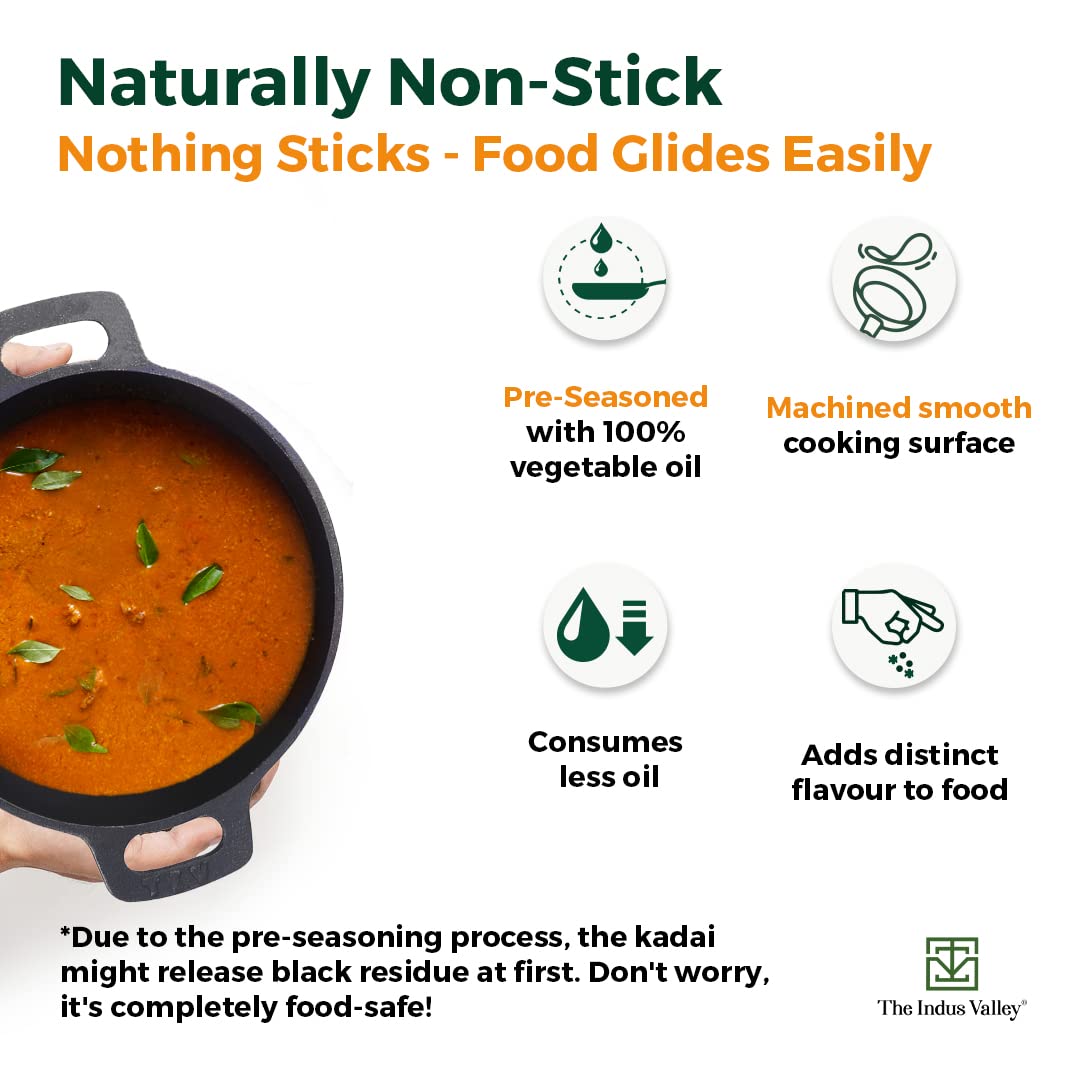 Buy The Indus Valley PreSeasoned Super Smooth Cast Iron Kadai/Kadhai
