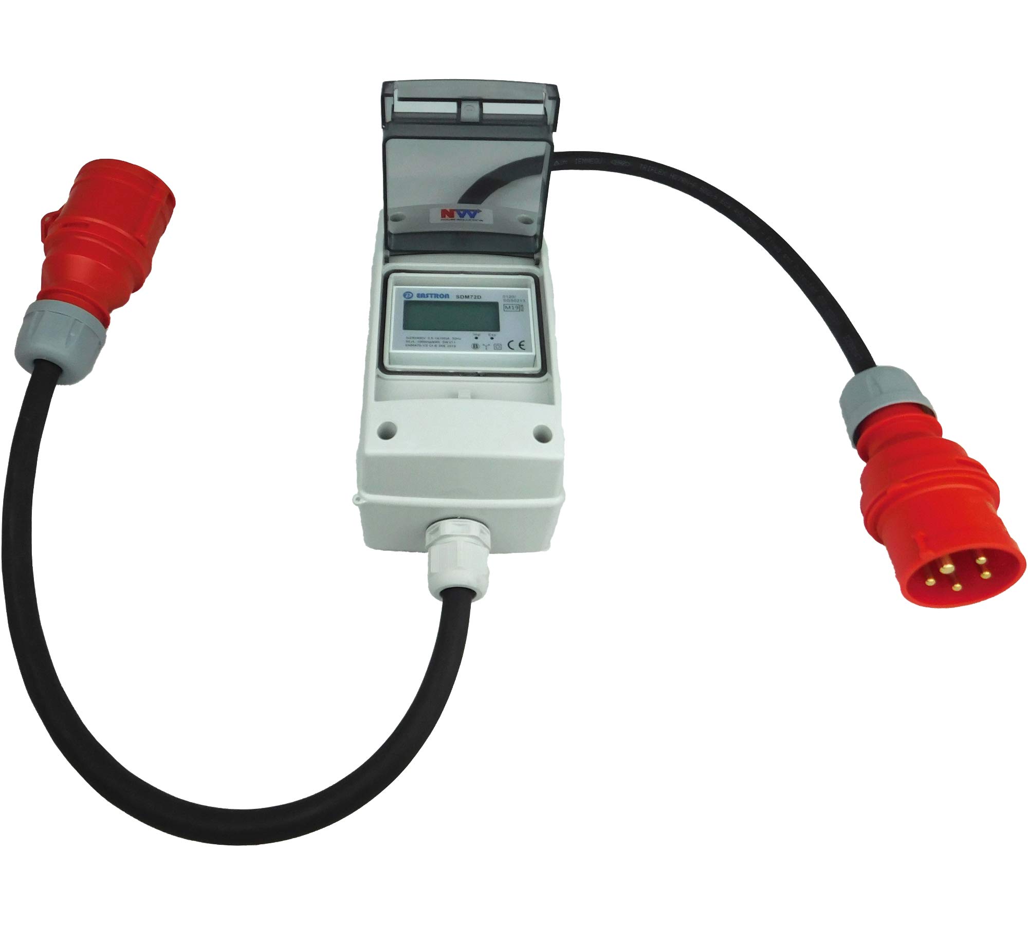 NWP 16A 400V CEE Adapter - mobiler digitaler Stromzähler - geeicht - (ohne Reset) IP44-3-phasig
