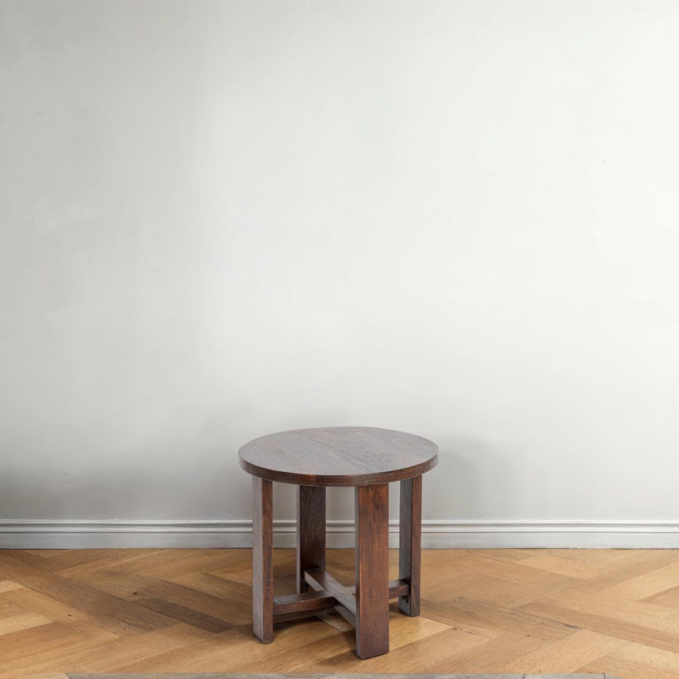 Creative Co-Op Acacia Wood Round Trestle End Table