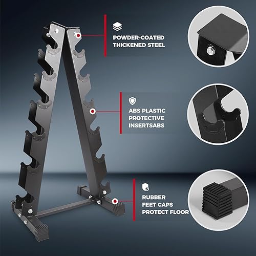 Miniatura 5 de RITFIT Juego de mancuernas hexagonales de goma de 650550450350300310260210200180150100 libras con soporte para mancuernas opcional, juego de pesas