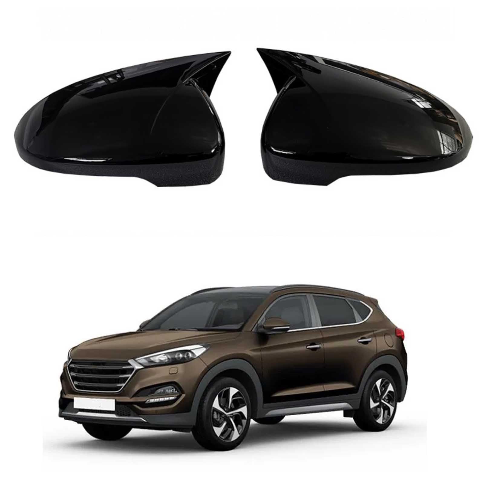PAPEP Door Mirror Cover Caps for Hyundai Tucson 2015-2020, Left Right Side Wing Rearview Mirror Cover Lid 2 Pieces Exterior Styling Accessory,Glossy black