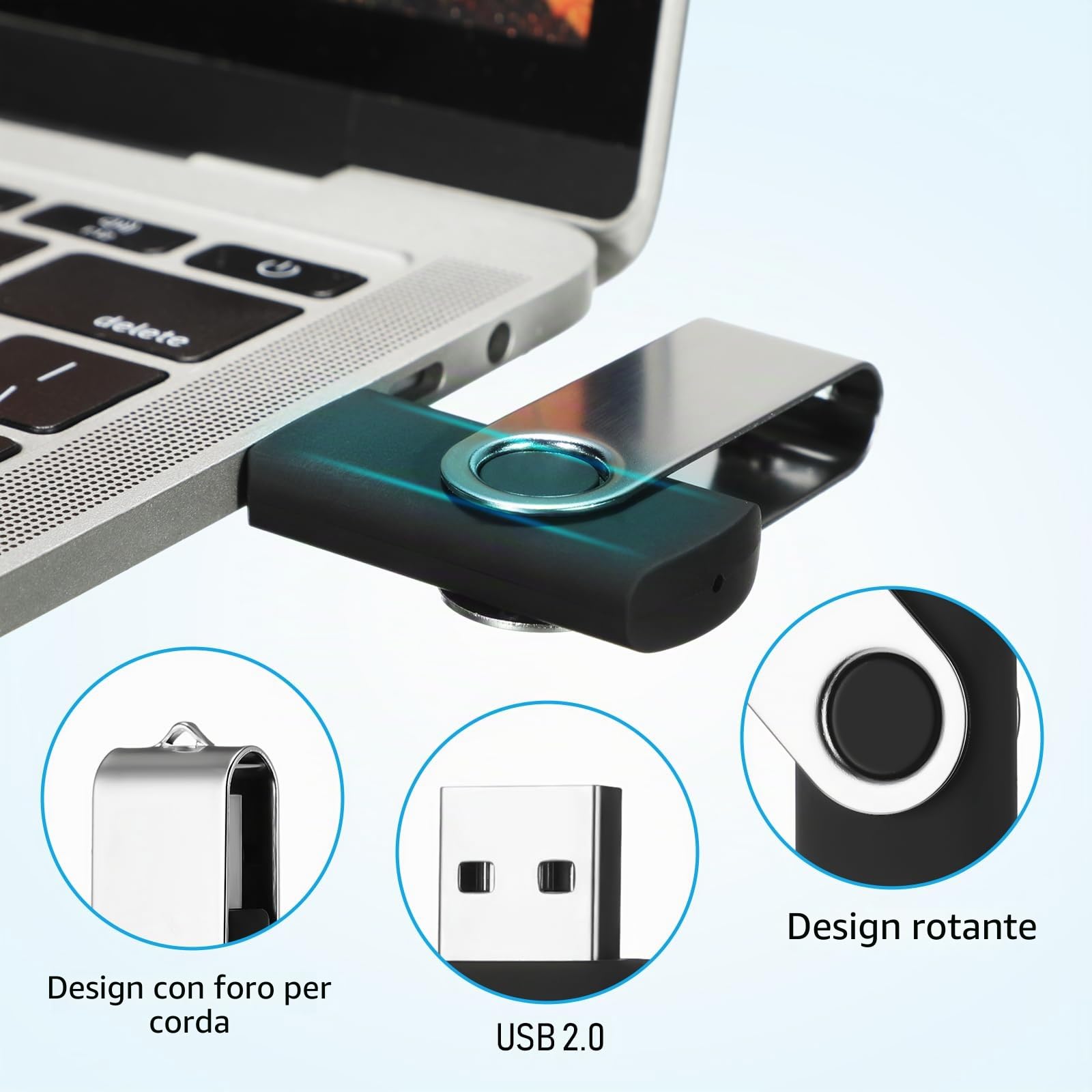Kanayu Confezione da 100 chiavette USB da 4 GB, 2.0, con luce LED, portatile, per archiviazione dati, PC, computer, laptop, ufficio, scuola (4 GB)