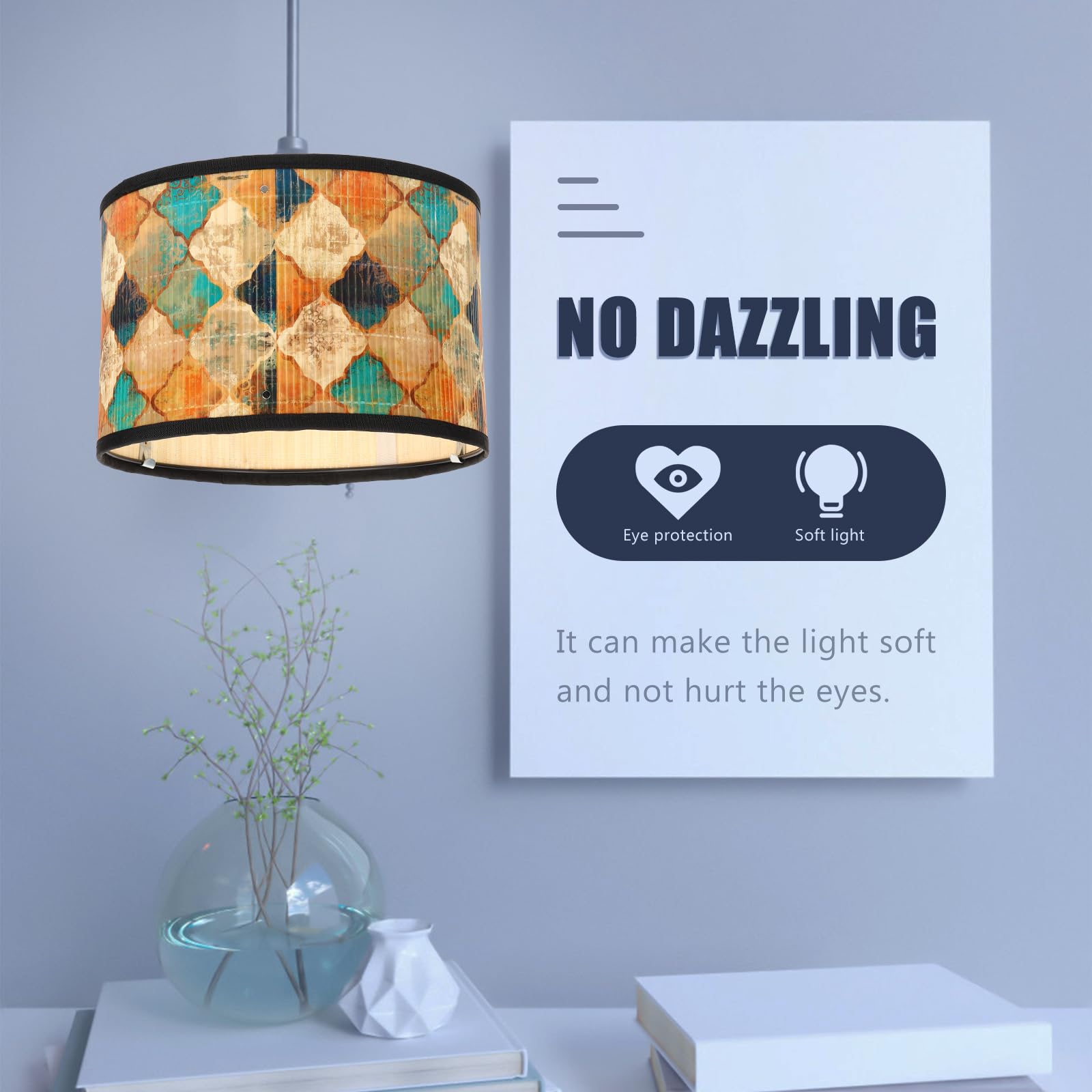 OSALADI Drum Lamp Abażur Kinkiet, Dekoracyjny abażur Lampa Podłogowa Lampy Stołowe, Boho Style Wahadłowe Lampy Tkaniny