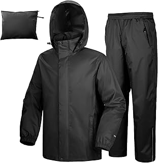 33,000ft Men's Rain Suit Packable Waterproof Lightweight Rain Gear for Golf Hiking Cycling 2 Pieces (Jackets and Pants)