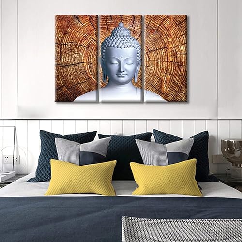 Vista 64 de TUMOVO Wall Art for Living Room Buddha Sculpture Flower Paintings Canvas Wall Art 3 Panel Wall Art Canvas Artwork Wall Decor Large Wall Decor Canvas