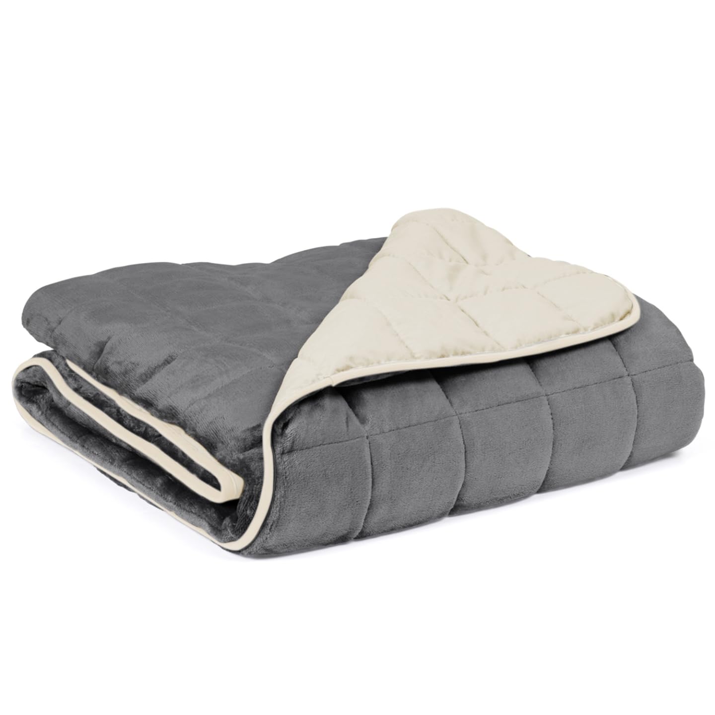 IDMarket - Couverture lestée 150x200 CM Celeste Bicolore Gris et crème 7 kg