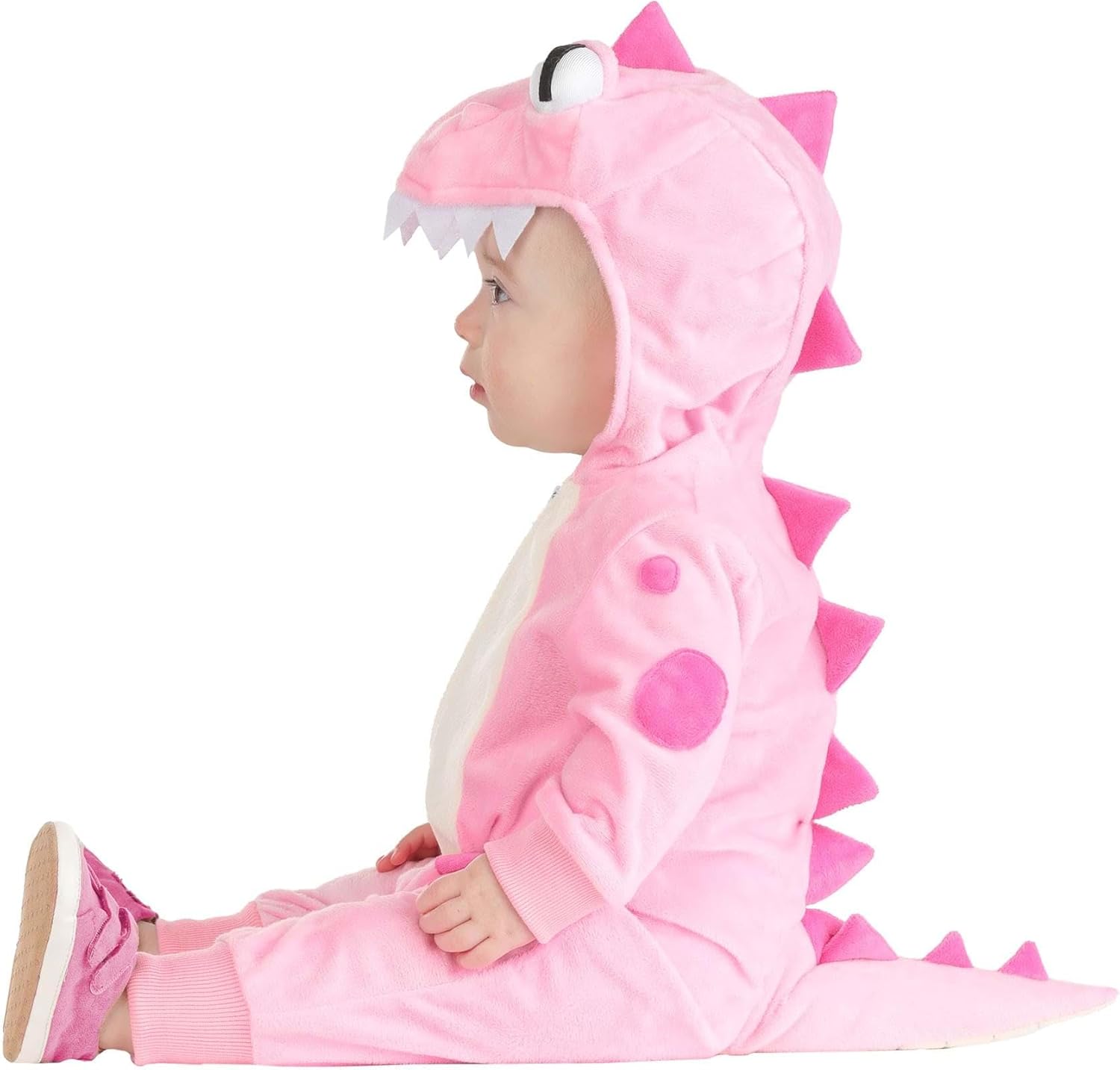 Infant Dinosaur Costume, Hooded Prehistoric Animal Jumpsuit With Tail, Cozy Halloween Outfit - Image 3