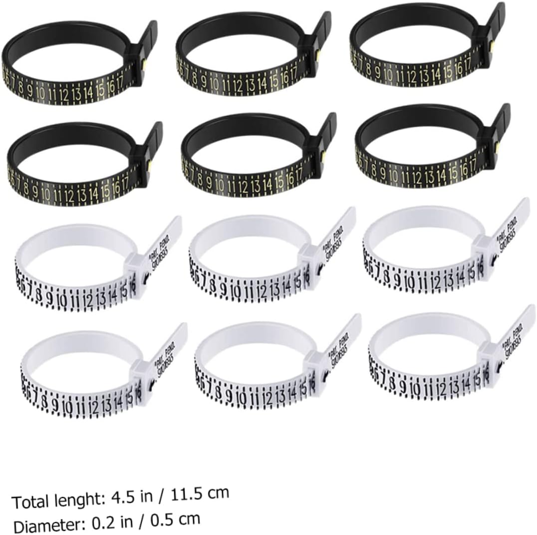 IWOWHERO 12Pcs Ring Sizer Durable Finger Gauges for Accurate Jewelry Measurement Reusable Ring Ruler Weddings and