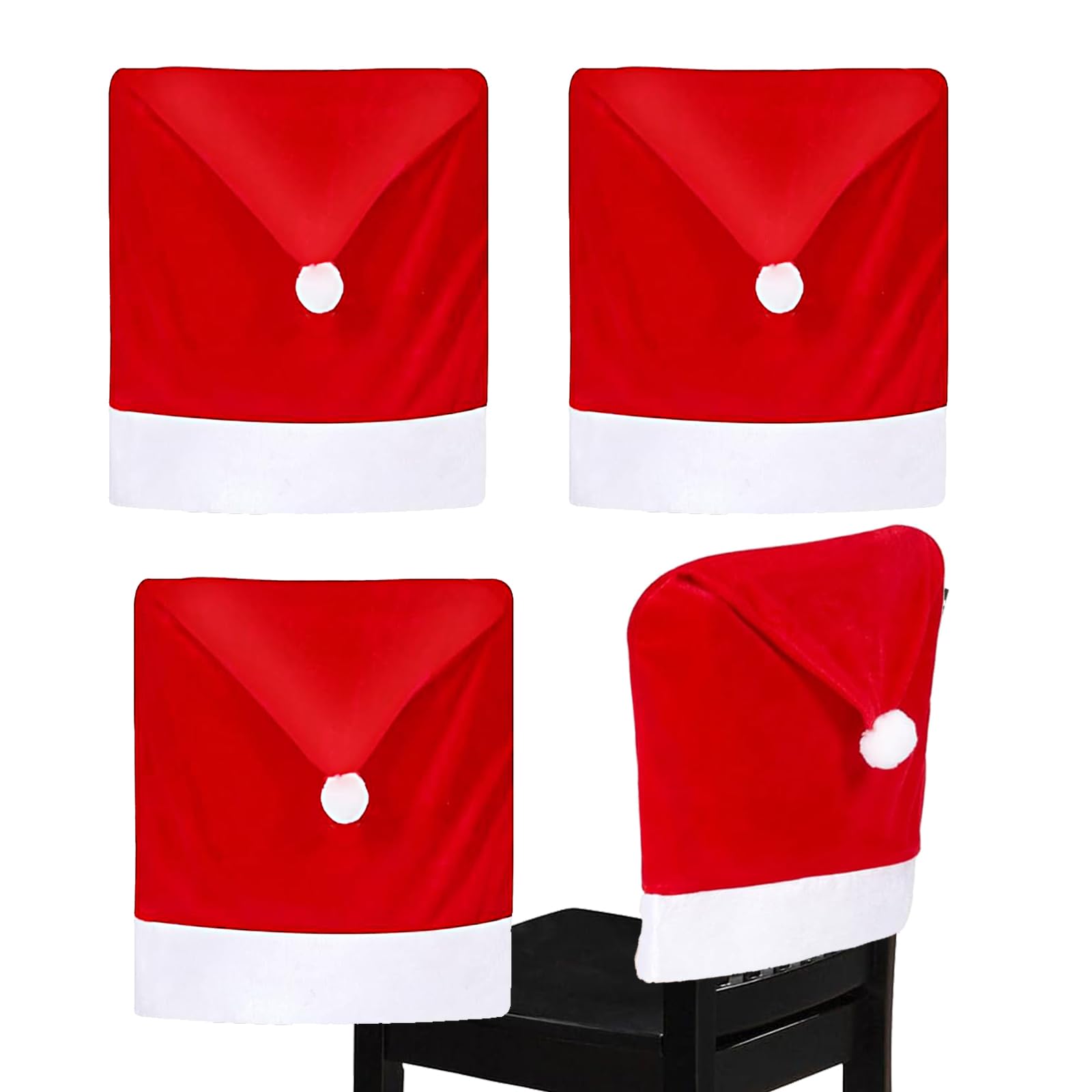 Dubest Fundas de Sillas de Navidad 4 Piezas,Fundas Sillas de Comedor Navideña Funda Elástica Protectora para Silla de Comedor para Hotel Ceremonia
