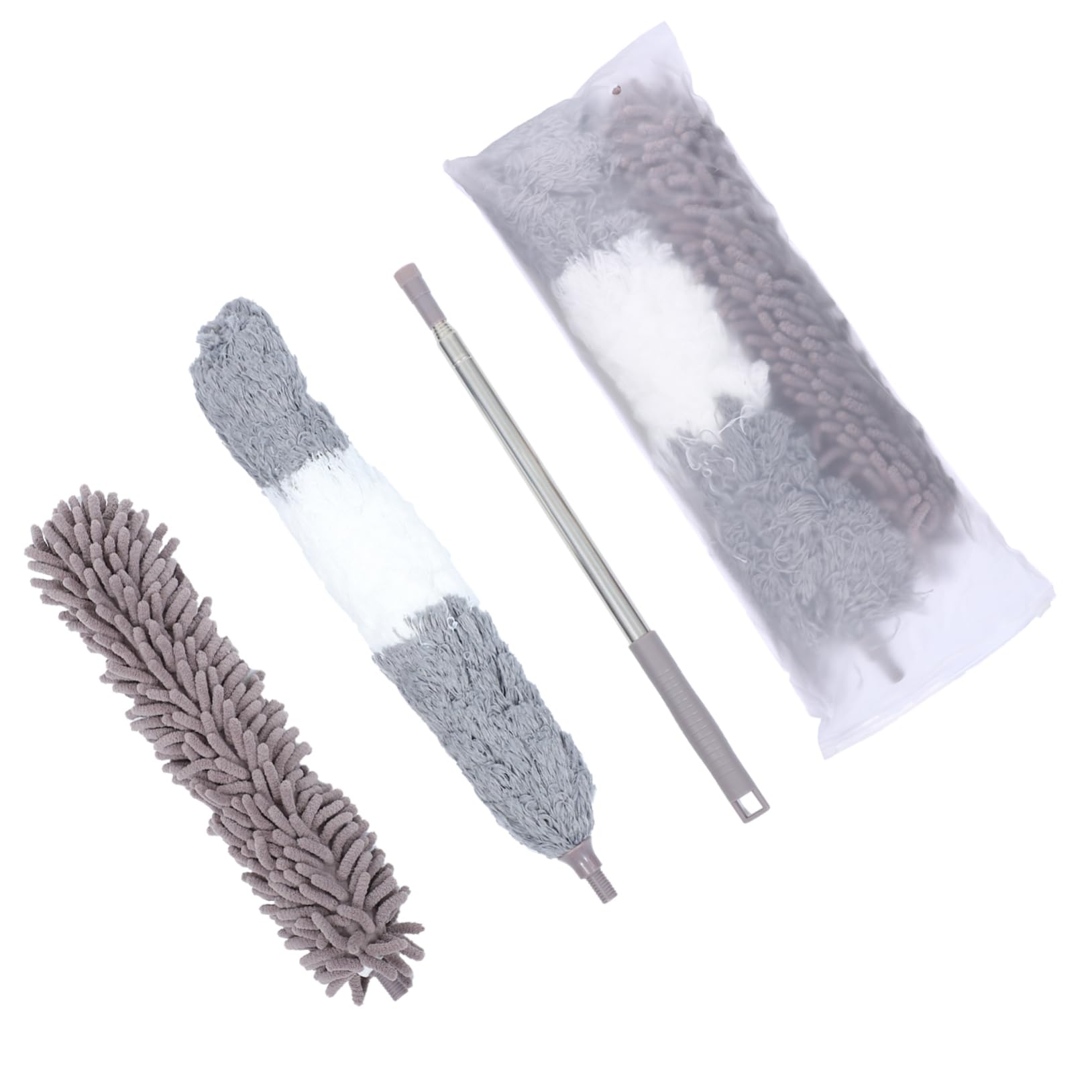 FOMIYES Adjustable Telescopic Duster Ceiling Dust Removal Cleaning Set 4-Piece Microfiber Chenille Dusters for Household