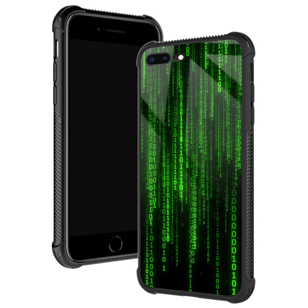 TnXee iPhone 8 Plus Case,Digital Matrix iPhone 7 Plus Cases for Boys/Men,Fashoin Design Four Corners Shock Absorption Non-Slip Stripe Soft TPU Bumper Frame Case for iPhone 7/8 Plus 5.5 inch