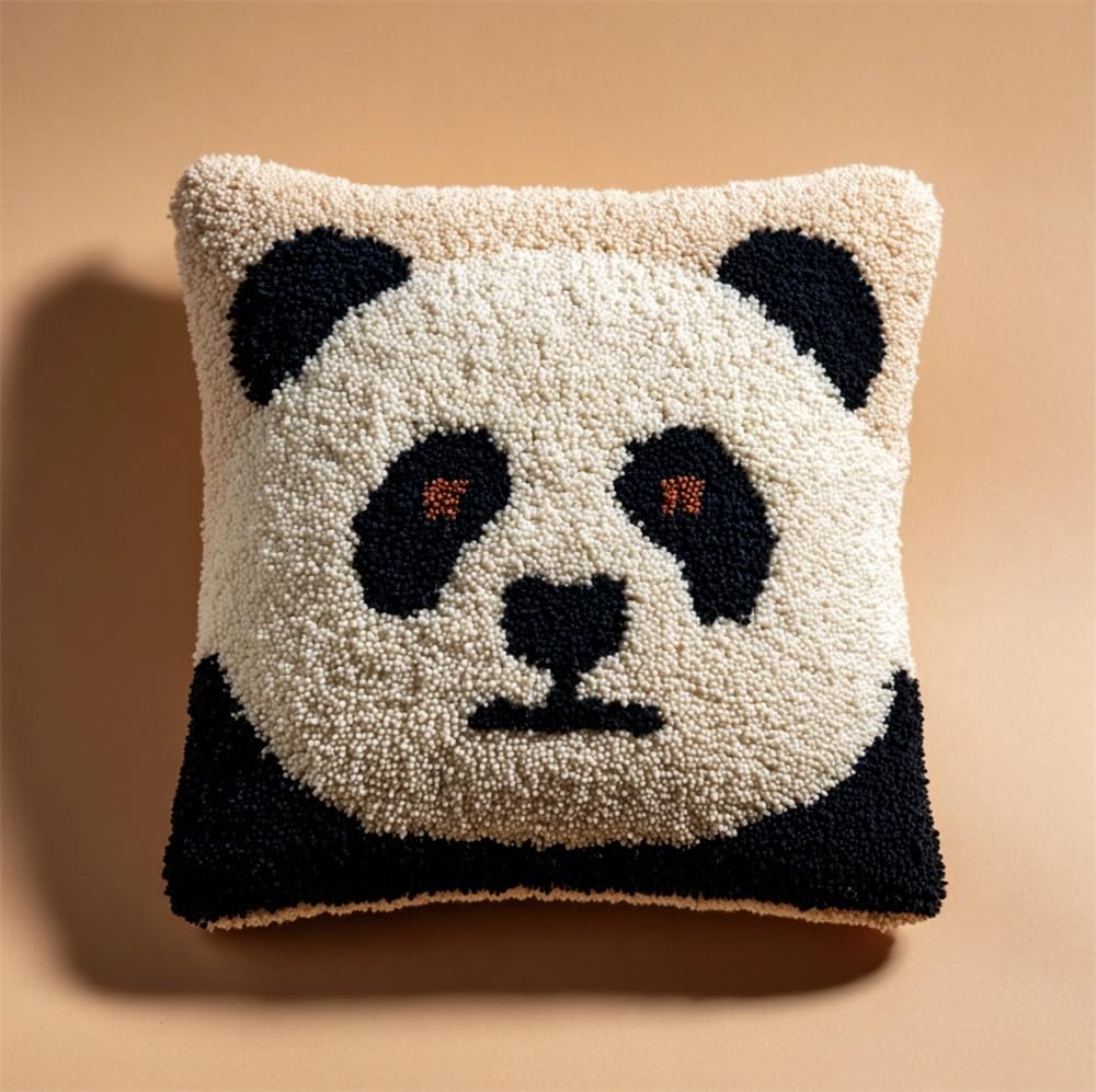 FWRTYCB Latch Hook Cushion Kits for Adults, Panda Pillow Hook Art