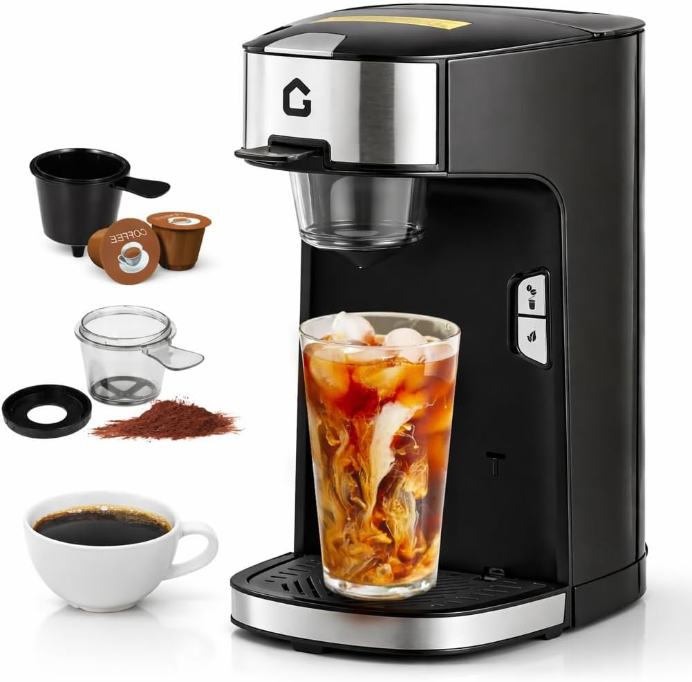 IDEALHOUSE Single Serve Coffee Maker, Capsule Coffee Machine for Home, 1300W Electric Coffee Maker with Compact Design, Easy Operation for Espresso-Style Drinks, 120V US Plug, Black