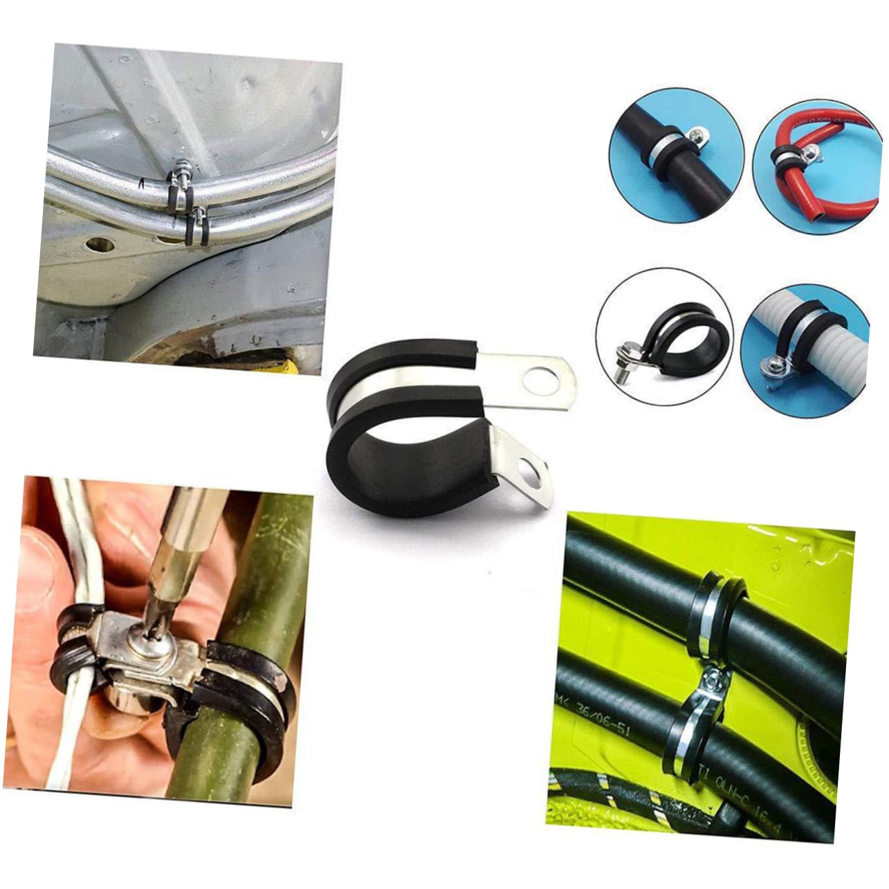 Collier de Serrage en Acier Inoxydable Noir 45 Pièces 8 Tailles