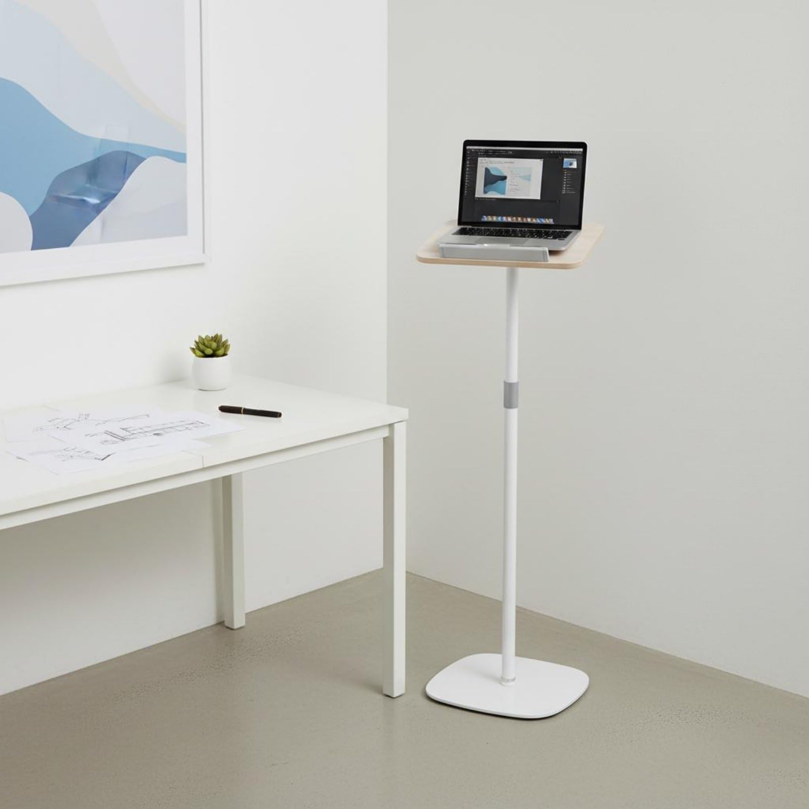 Gralara Atril Regulable de Pie Multifuncional Soporte de Lectura Altura Ajustable Base Estable para Oficina, Soporte De Suelo Alto, Ajustable De 45-130cm