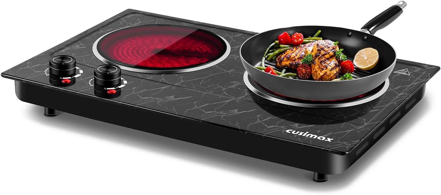 Hot Plate,Cusimax Portable Electric Hot Plate,1800W Countertop Double