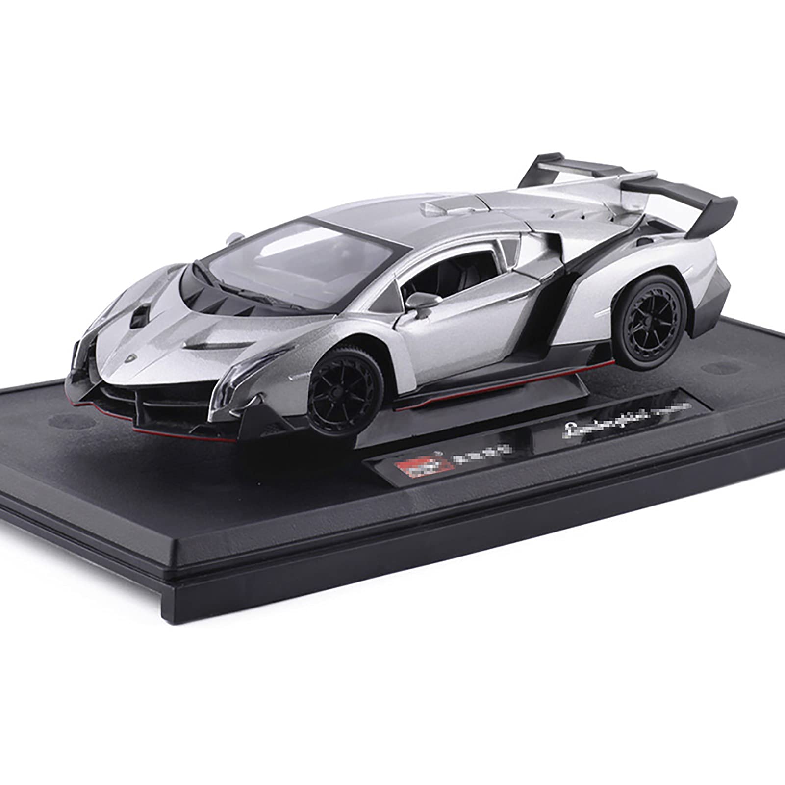 WangXLDD Modello di Auto da Corsa Super, Compatibile con Lamborghini Veneno Roadster, Lega da Corsa in Scala 1/24 modellino di Auto Giocattolo da Collezione per Ragazzi (Silver)