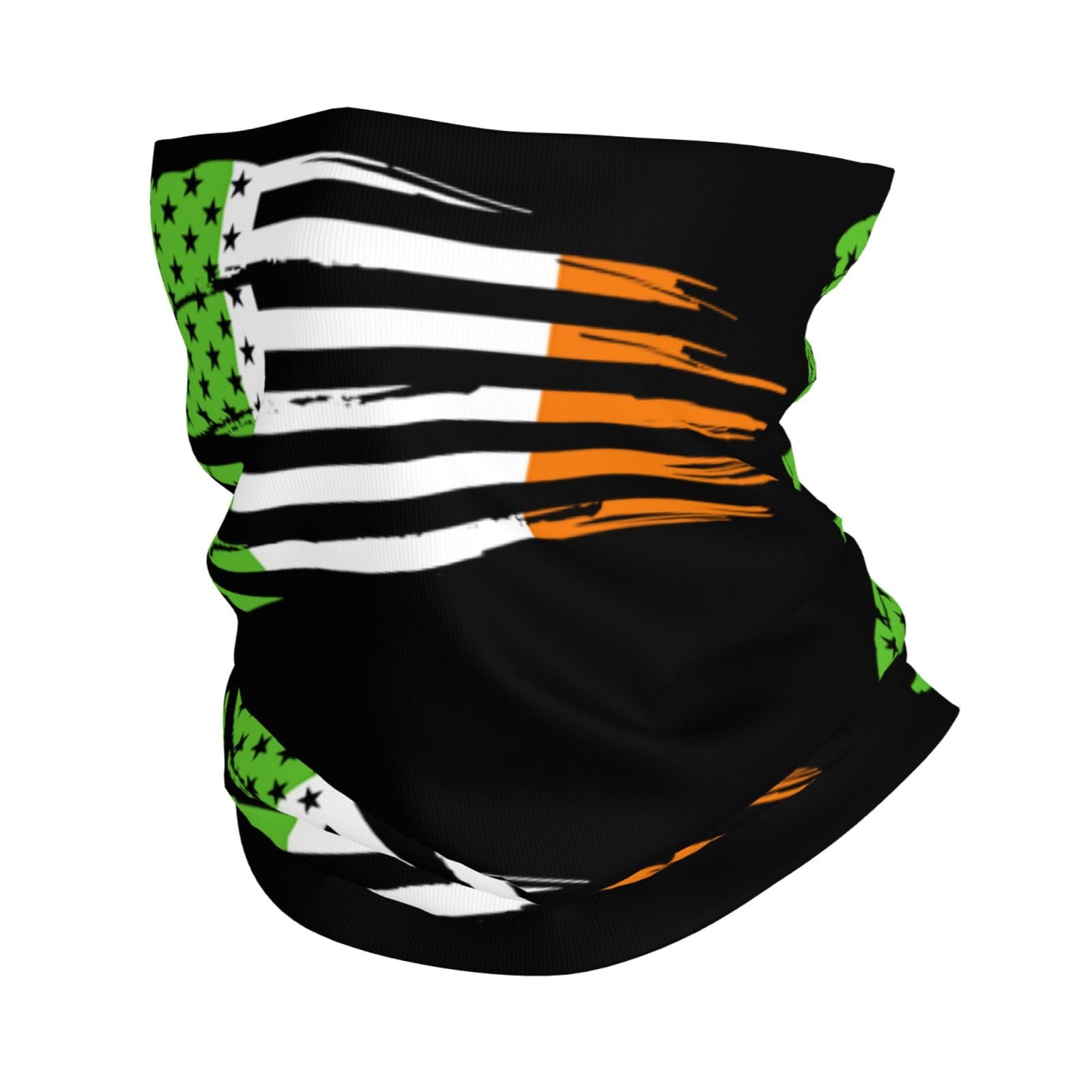 America Flag and Irish Flag Neck Gaiter,Head Wrap, Headband, Fishing Mask, Magic Scarf Face Bandana Mask Neck Tube Balaclava for Sport White