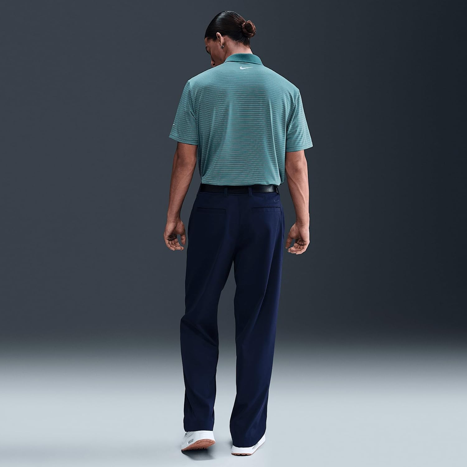 Nike Tour Men's Dri-FIT Striped Golf Polo (FZ7479-379, Mineral Teal/Pale Ivory) Size Medium