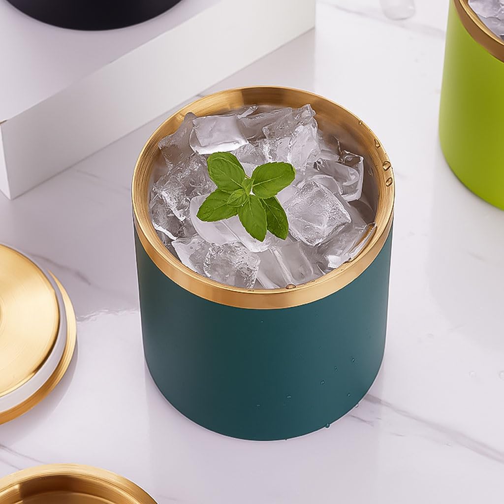 Secchio per birra con coperchio e pinze, in acciaio inox, con manici portatili, per feste, vino, birra, club, bar, matrimoni, vaschetta per il ghiaccio (arancione)