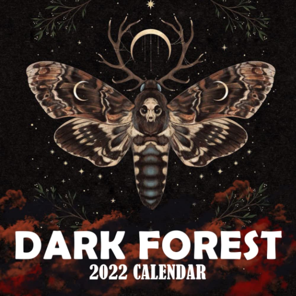 Calendar 2022 Dark Forest Lunar: Fantasy Fairy Misty Dark Forest Butterflies Animal. Gifts Lunar Moon Phases | Calender Kalender Calendario