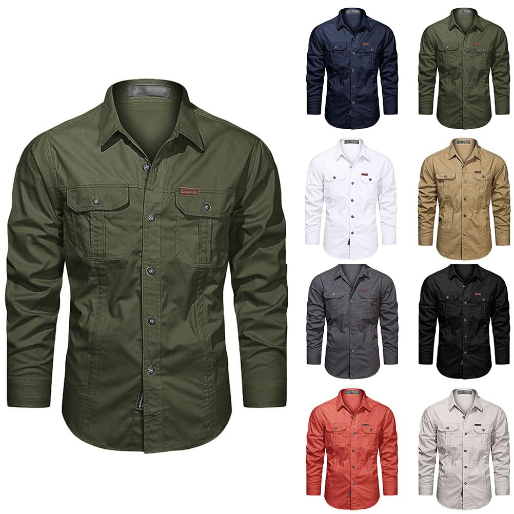 Chemise de Randonnée Homme Manches Longues Respirable Chemisier Safari d'extérieur Vintage pour Pêche, Trekking, Tactique Décontractée