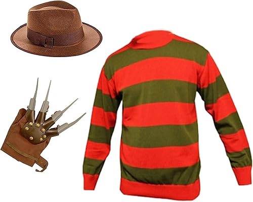 Gostyles - Suéter de punto a rayas rojas y verdes para niños, disfraz de 7 a 12 años