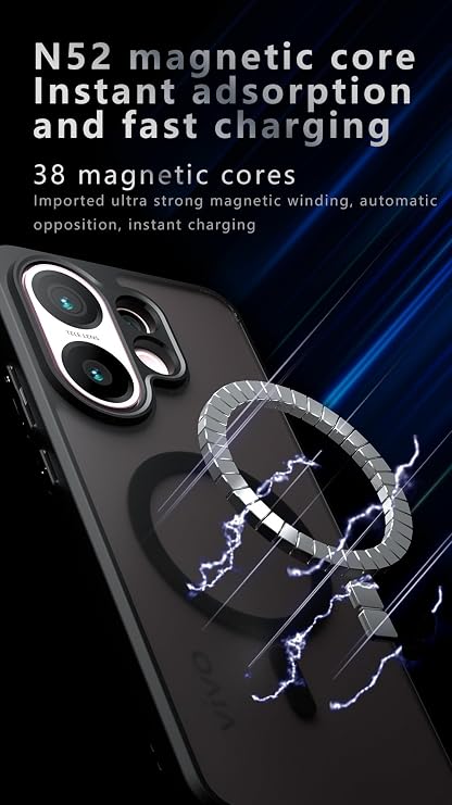 Compatible with Vivo X200 FE Case Cover,Compatible with Vivo S30 Pro Mini V2465A Translucent Matte Back Shockproof Magnetic Case Black