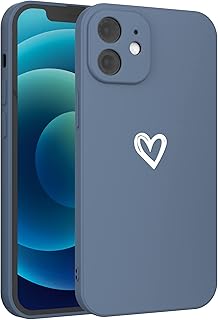Heart Love Design - Carcasa de silicona para iPhone 12, diseño de corazón, color azul