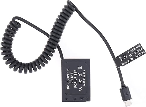 Miniatura 2 de FocusFoto USB-C Tipo-C a Full Decoded LP-E17 Dummy Battery DR-E18 Acoplador adaptador de alimentación para Canon EOS RP 77D 200D Mark II 750D 760D