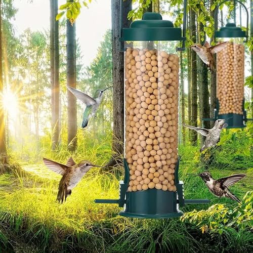 Image of Kuber Industries Bird Feeder for Balcony Grill|PP Grain Holder for Garden, Outdoor|Large Food Capicity with Multiple Feeding Station (Green)