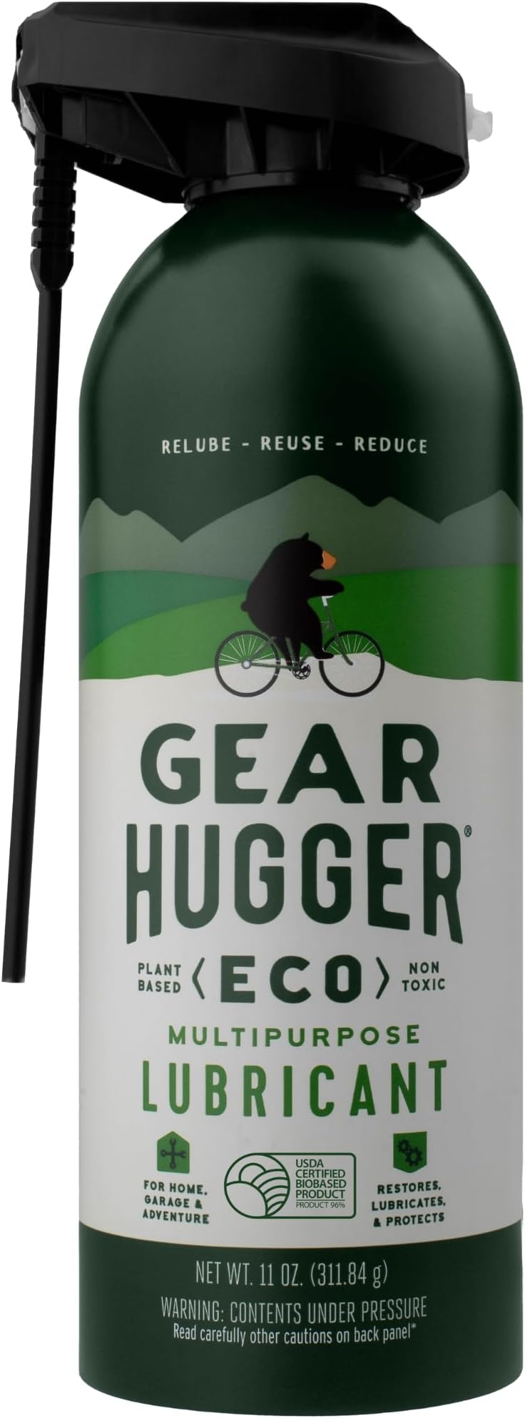 Gear Hugger Multipurpose Lubricant - Eco-Friendly (11 oz, Pack of 1), Rust Remover - Garage Door Lubricant Spray, Door Hinge Lubricant & Lock Lubricant - Plant-Based, No Petroleum, No PTFE