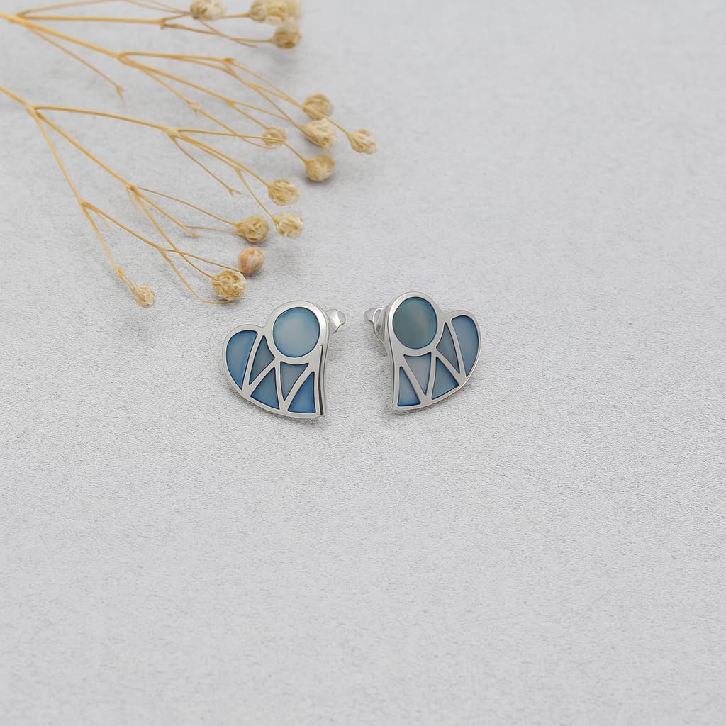LeCalla 925 Sterling Silver Heart Stud Earrings for Women | Women's Love Heart Shaped Stud Earring | Stud Earrings Jewelry Gifts for Her Daughter Christmas Birthday