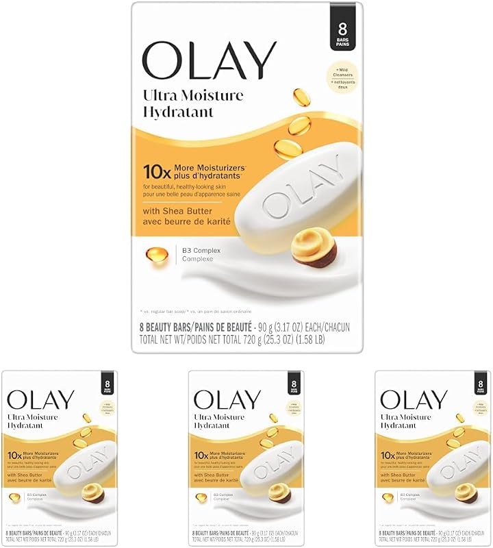 Sabonete em barra Olay Ultra Moisture com manteiga de karité e complexo de vitamina B3, 90 g, pacote com 32