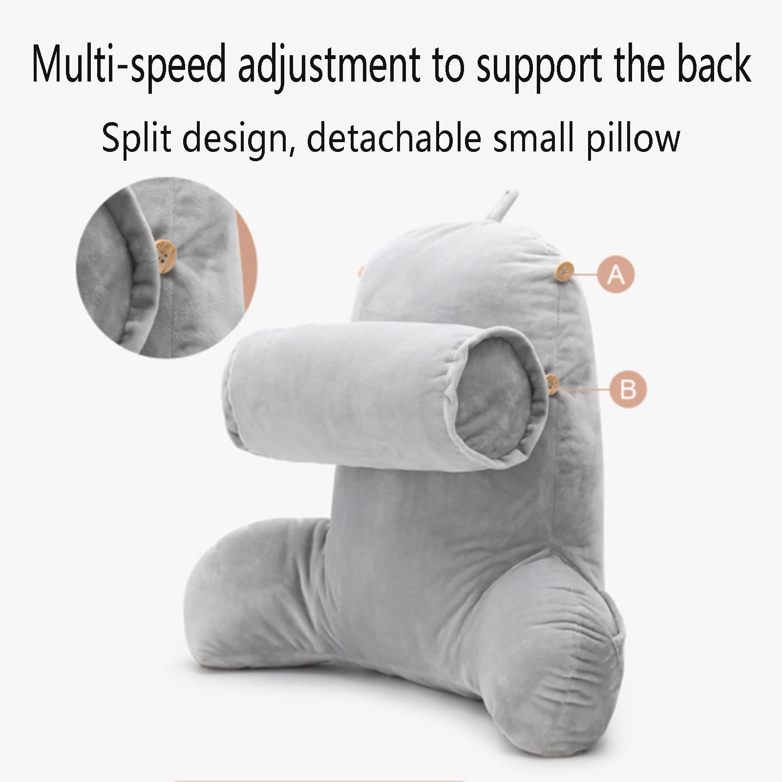 Lesekissen, großes Bettruhekissen, Loungekissen, mit Stützarmen, mit Decke, Nickerchen-Artefakt, ideal zum Arbeiten, Lesen oder Spielen auf dem Bett/Sofa/Boden, Pfirsichrosa (mit Heizung)