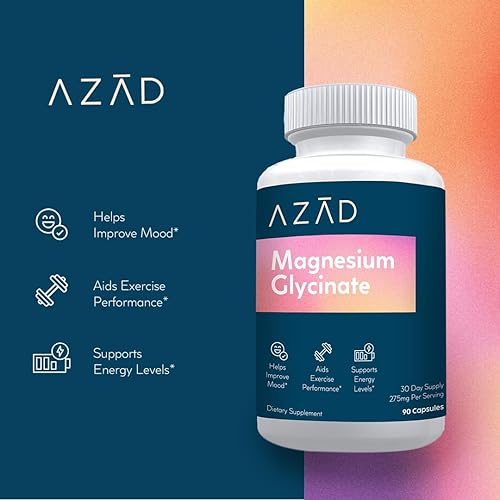 Miniatura 4 de Azad Glicinato de magnesio 200 mg  Magnesio de alta absorción para relajación muscular, apoyo al sueño, equilibrio del estado de ánimo y salud