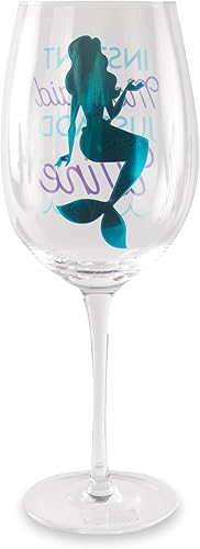 Miniatura 7 de Pavilion Gift Company Girl-Instant Mermaid Just Add Wine-Copa de vino de cristal de 12 onzas, 12 onzas, verde azulado