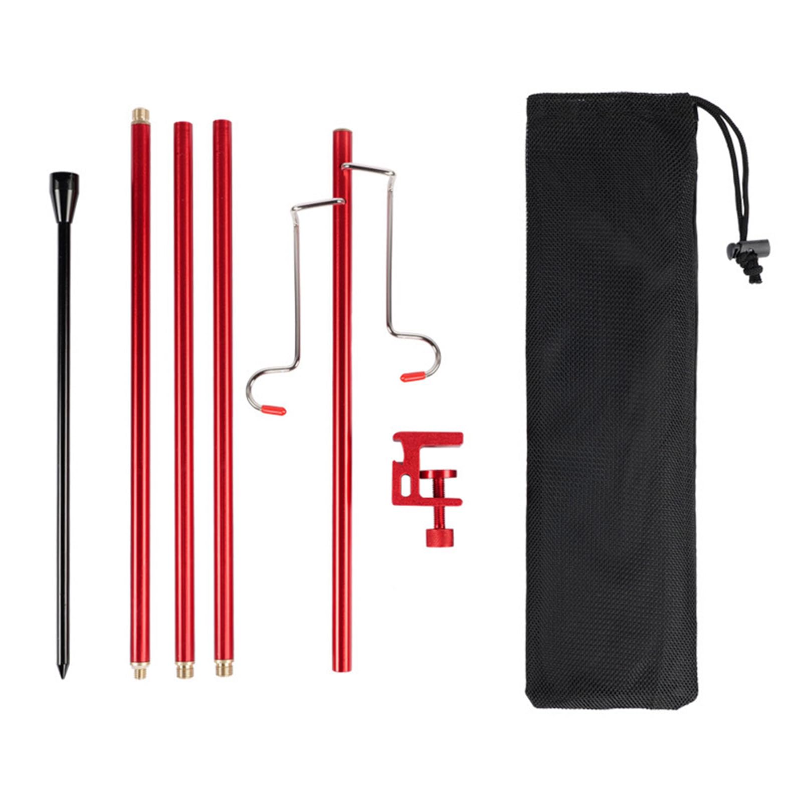 Support De Lampe Camping En Alliage Aluminium – Pliable, Portable, Avec Crochets – Pour éclairage Extérieur, Pêche, Randonnée – Kit De Rangement - 6