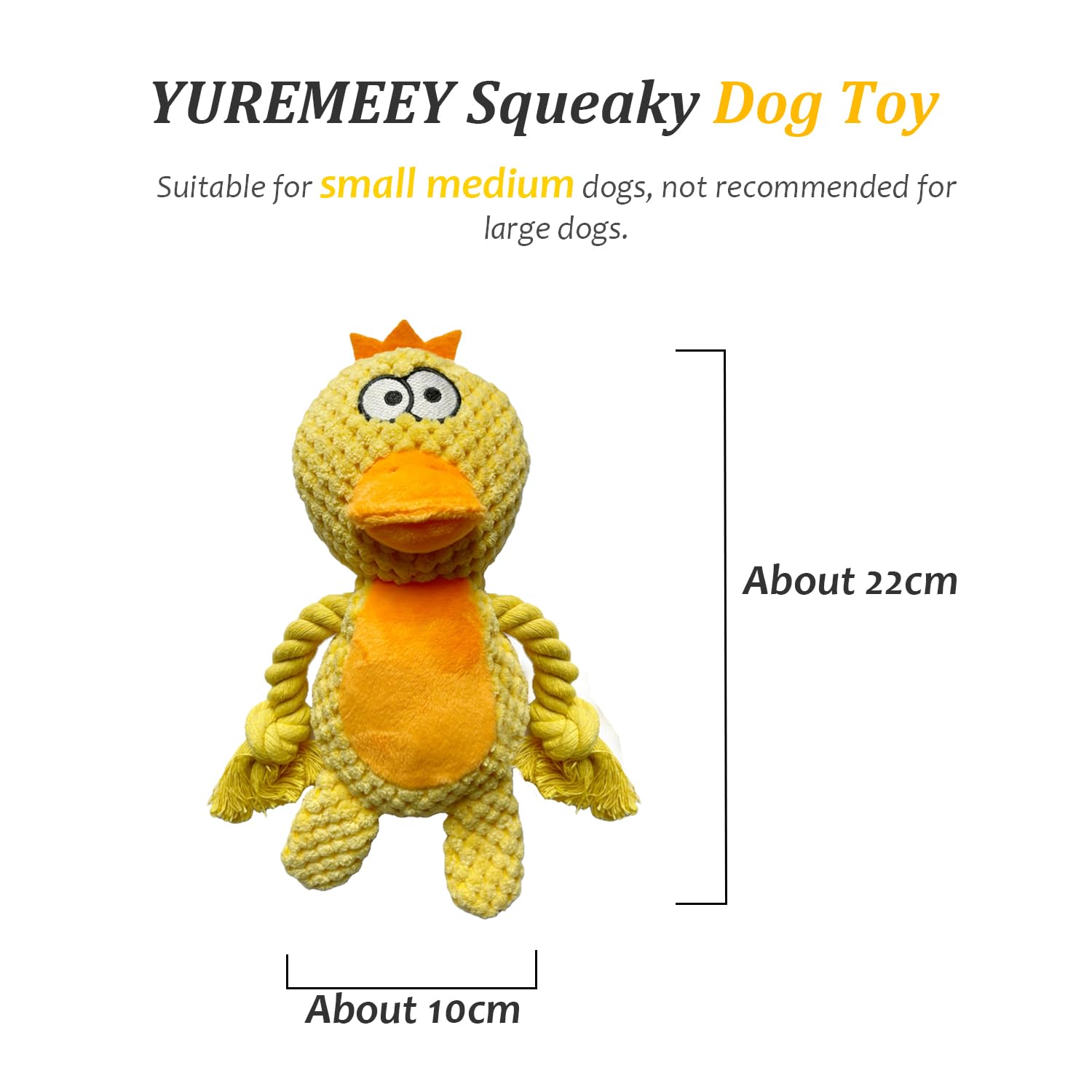 YUREMEEY Soft Plush Interactive Squeaky Toy - Fun Chew and Teething Toy for Small Medium Dogs Playing and Training - Duck - Image 2