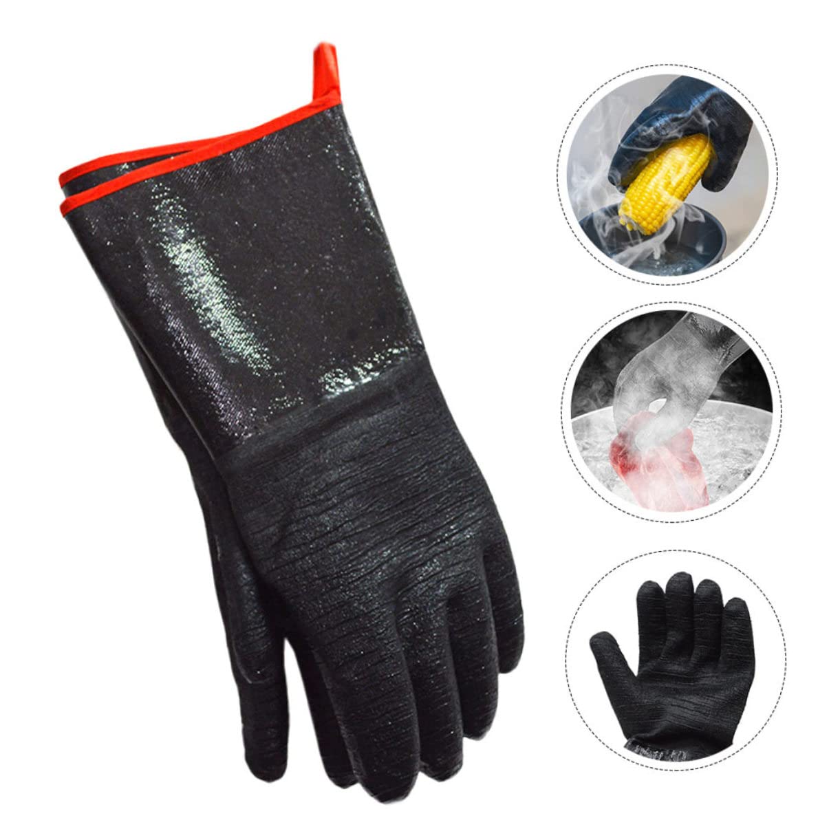 Guanti da Forno in Neoprene Neri Resistenti al Calore, 1 Paio