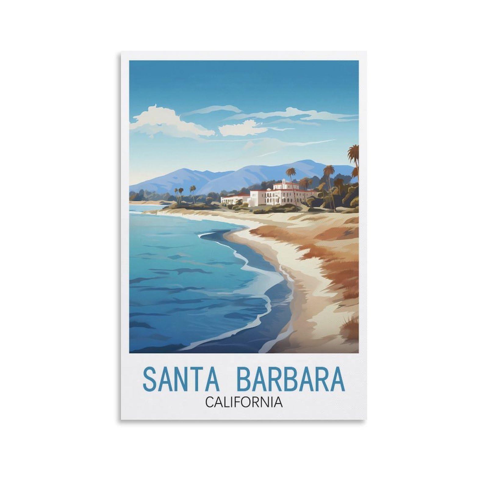 EZMLFA DIY 5D Diamond Painting Kits for Adults,Santa Barbara California Beach DIY Diamond Art Kits Gem Painting Crafts for Home Wall Decor 40x40cm