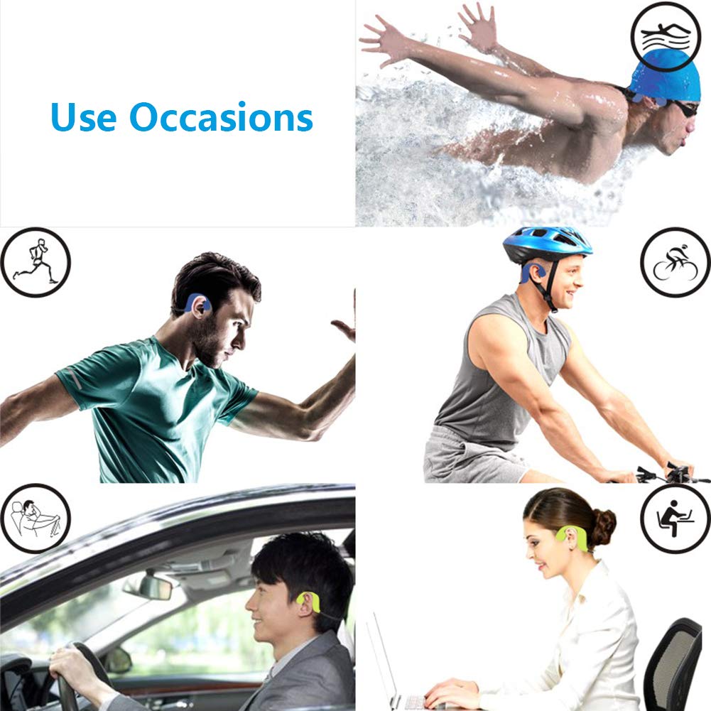 Otwarte słuchawki do pływania, Bluetooth 5.0, wodoszczelność IP68, odtwarzacz MP3 z pamięcią 8 GB, sportowe słuchawki bezprzewodowe, z technologią przewodnictwa kostnego, czarne