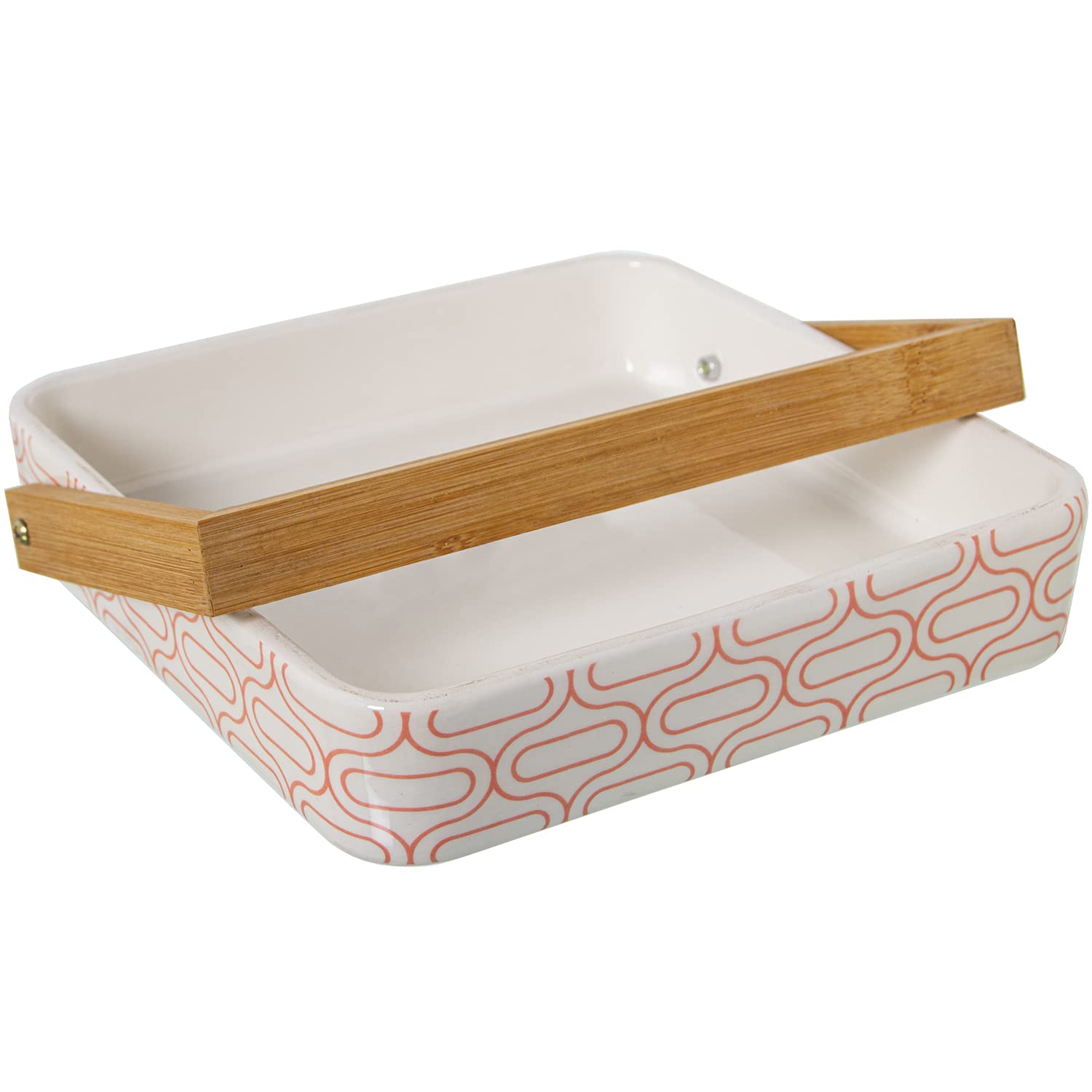 Porte-serviettes carré céramique avec poignée bois pour table impeccable