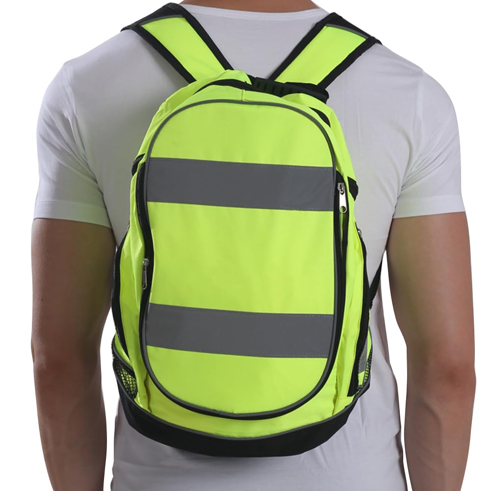Zaino Di Sicurezza Per Guida Riflettente Notturno - Materiale Impermeabile Altamente Resistente, Borsa Sportiva Leggera Per Il Ciclismo | Zaino Da Corsa, Pendolarismo, Catarifrangente Ad Alta Visibili