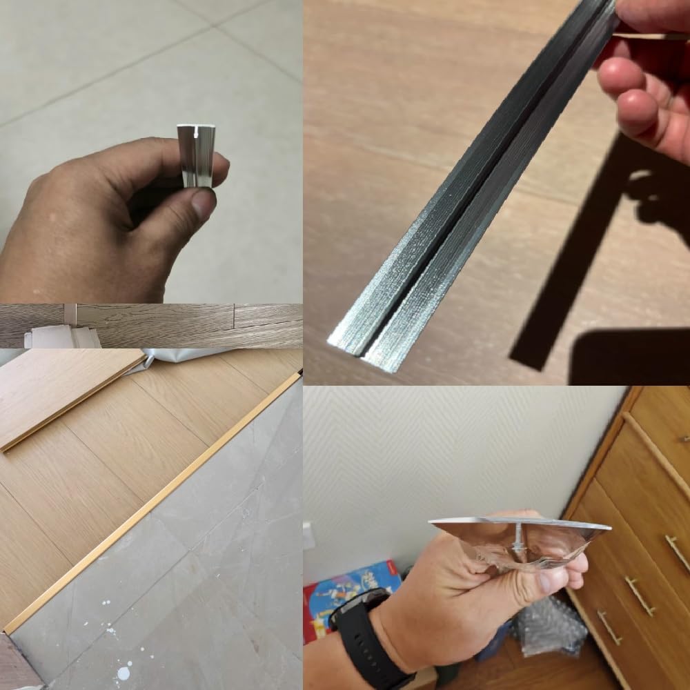 Listwa wykończeniowa do podłóg w kształcie litery T, listwy przejściowe 90 cm, listwy maskujące, metalowe łączące do podłóg laminowanych, winylowych, płytek i drewna(Black,90x2cm)